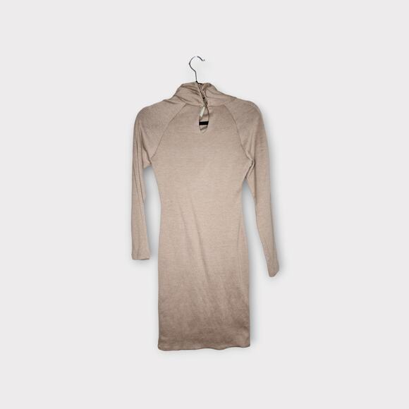 NEW ASTR the Label Tan Dress Halter Neck Tie Long Sleeve Women's Small - Picture 9 of 9